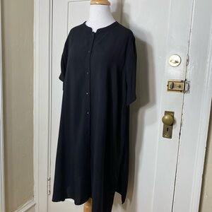 Jones New York 100% Rayon Long Tunic Split Hem Mandarin Collar Shirt Dress 2X
